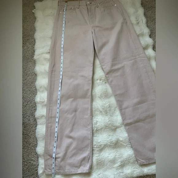 Rag & Bone New York Blush Pink Mid-Rise Wide Leg Button Fly Jeans- size 28. - Picture 10 of 11